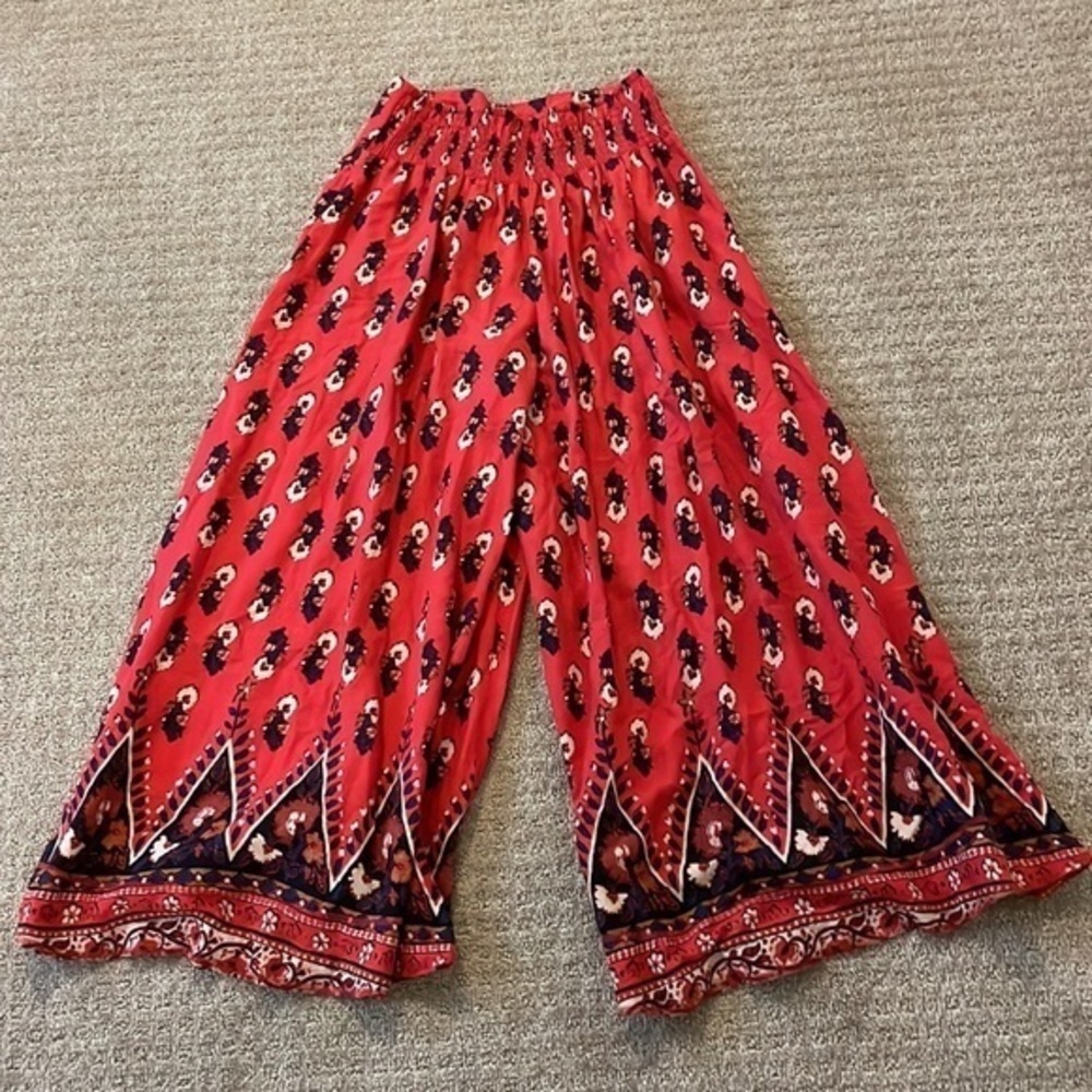 Free People Pink Floral Wide Leg Pants - Picture 3 of 9